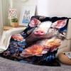 1pc Pig Floral Print Blanket Lightweight Flannel Blanket Throw Blanket For Sofa, Bed, Travel, Camping, Livingroom, Office, Couch, Chair, And Bed yy251