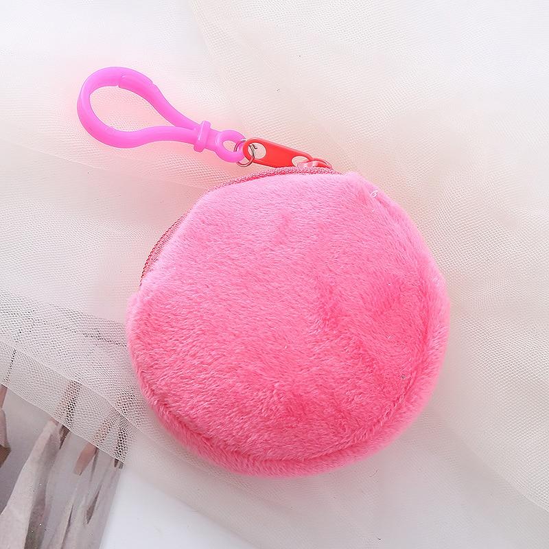 Soft Plush Round Coin Bags Purse Small Coin Money Pouch Wallet Portable Keyring Keychain Earphone Storage Clutch Bags Organizer