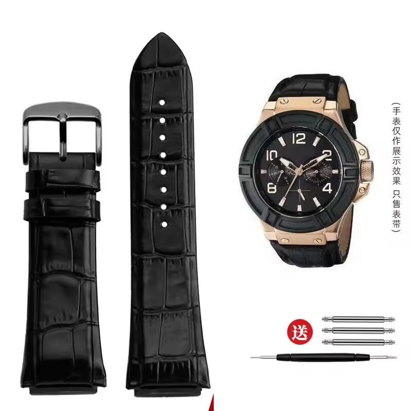 Для мужской серии часов Guess W0040G1\W0040G2\W0040G3 Пряжка-игла Синий Розовое золото Пряжка 22 мм Натуральная кожа Коровы Ремешок для часов