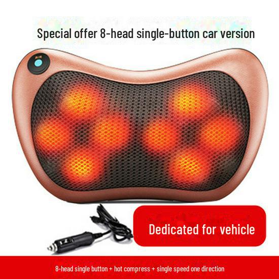Electric Eight-Head Kneading Neck and Shoulder Massager Pillow for Home and Car