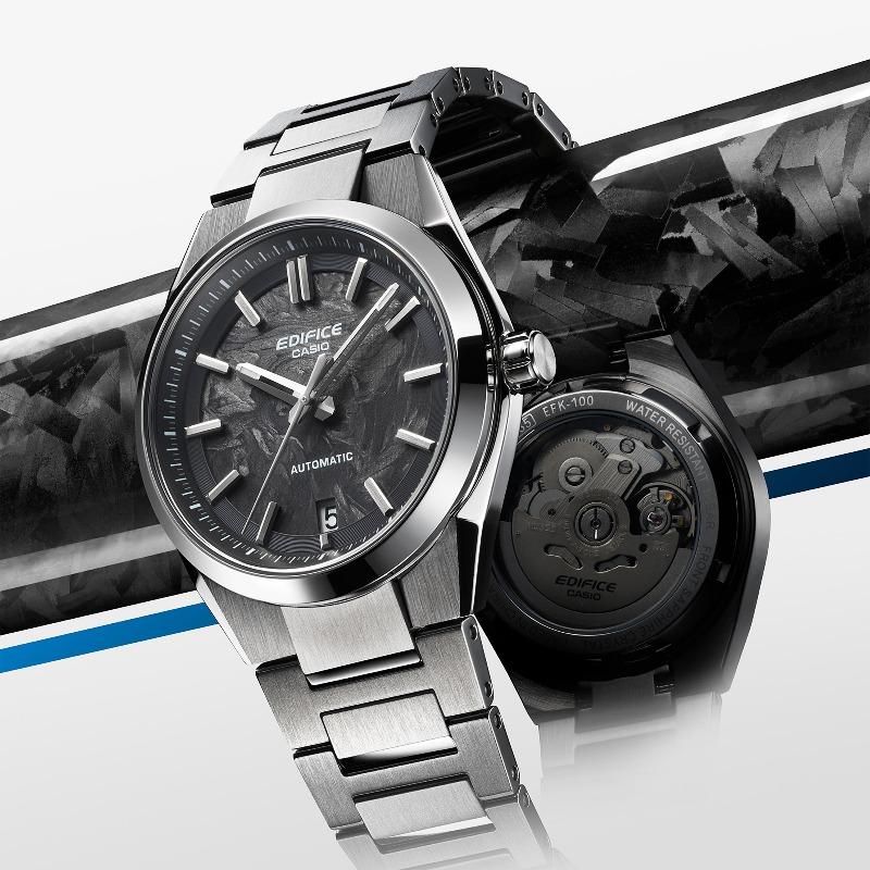 Casio Мужские кварцевые часы Edifice из нержавеющей стали, водозащита 100 м, EFK-100CD-1A