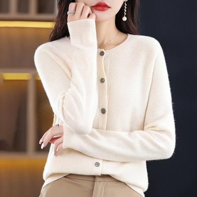 Вязаный свитер высокого качества, с круглым вырезом, кардиган-пальто, осенне-зимняя мода для женщин среднего и пожилого возраста