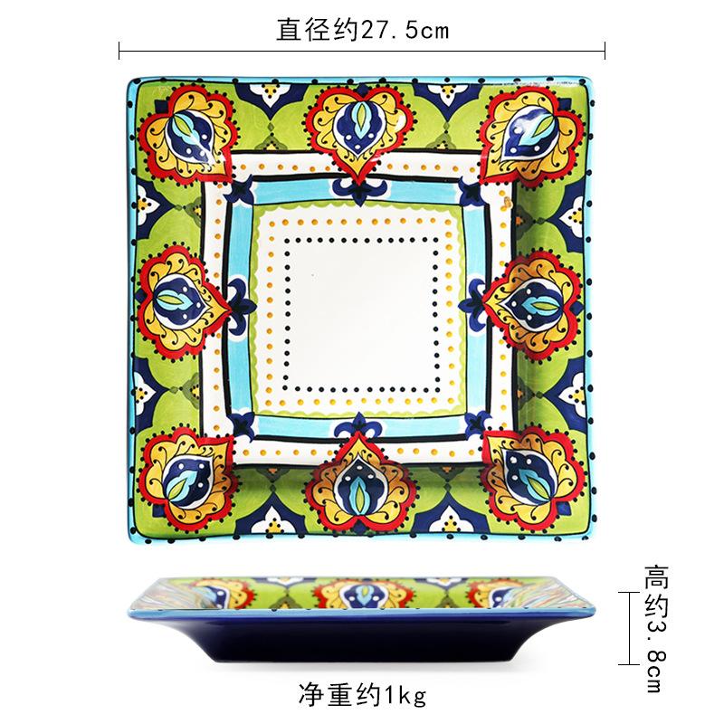 Керамическая посуда в европейском стиле с ручной росписью, нестандартная тарелка для еды в западном стиле, модная бытовая тарелка, набор мисок, тарелка для стейка