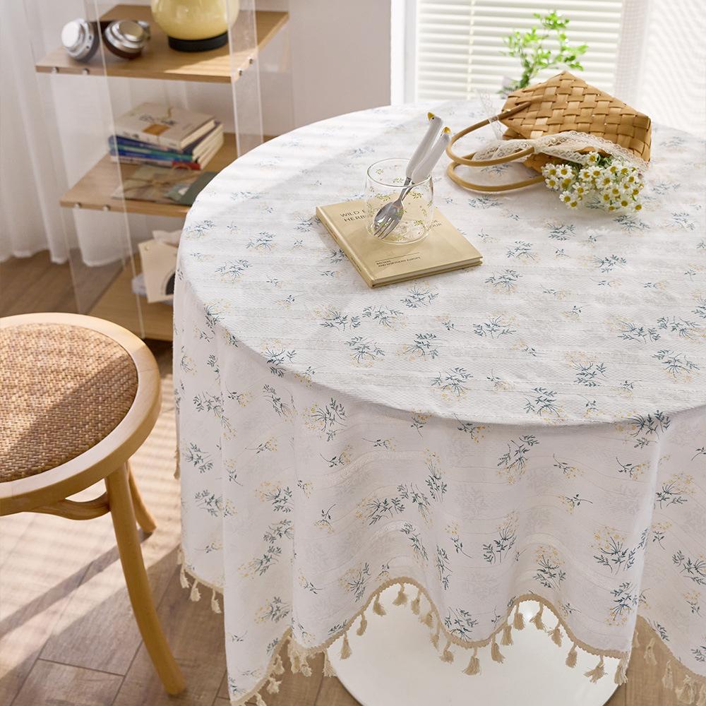 Cotton, Linen, Tassels, Tablecloth, Pastoral Floral Photo Decoration, Background Cloth, Dining Table Cloth, Coffee Table Cover, Cloth