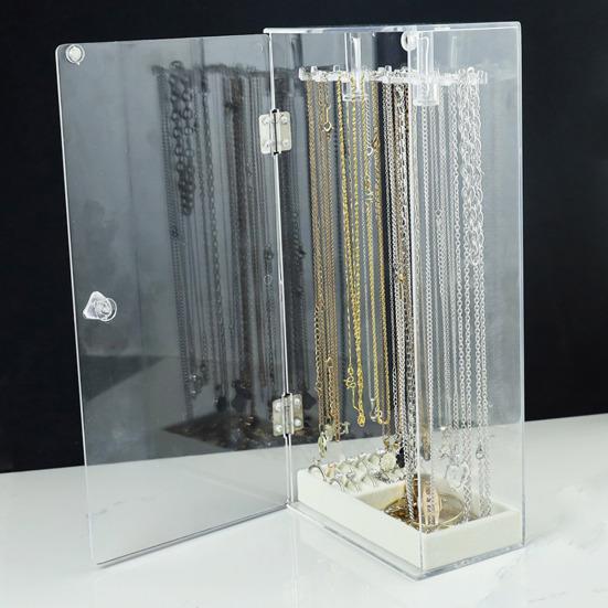 Подставка для ювелирных изделий, органайзер для ожерелий, большая емкость, вращающийся дизайн, пыленепроницаемый, прозрачный, для сережек, ювелирных изделий