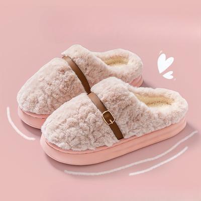 Хлопковые тапочки с носками для тепла, утолщенный плюш и мягкая подошва, домашняя обувь для женщин