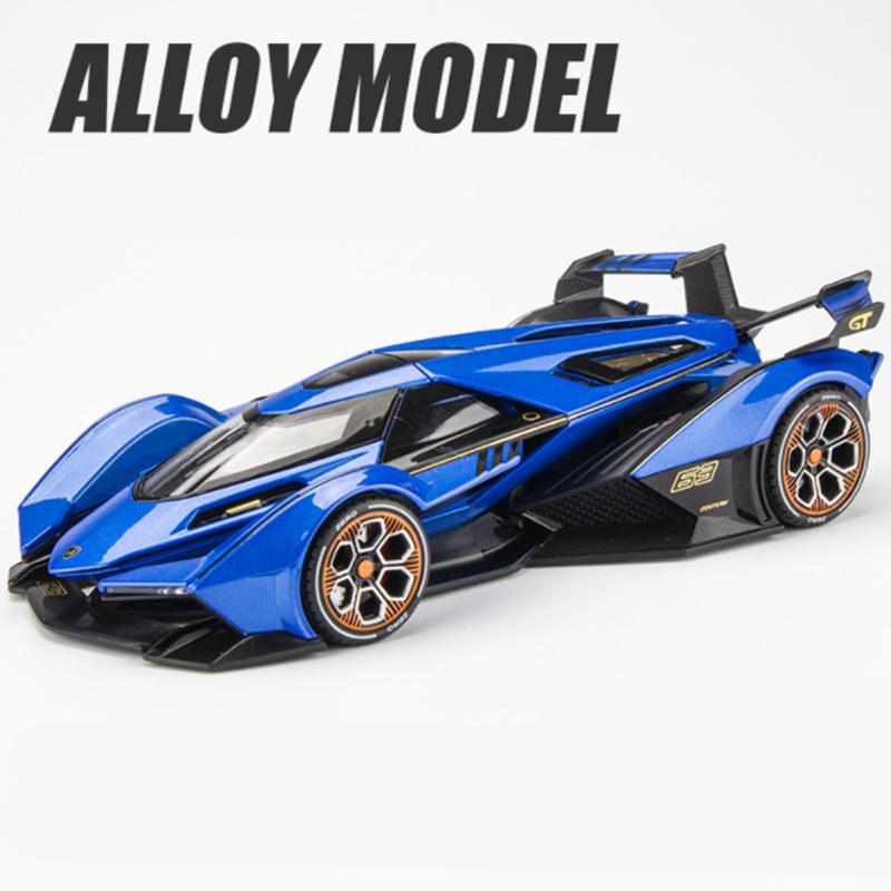 1:24 V12 Vision GT Gran Turismo Сплав Концепт Спортивный Автомобиль Модель Литьевой Металл Симуляция Модель Игрушечного Автомобиля Звук и Свет Подарок для Детей