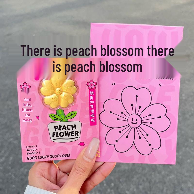 Шуйбэй 999 Чистое Золото Цветок Персика Монета Вечный Цветок Красный Конверт Подарок для Девушки или Лучшего Друга