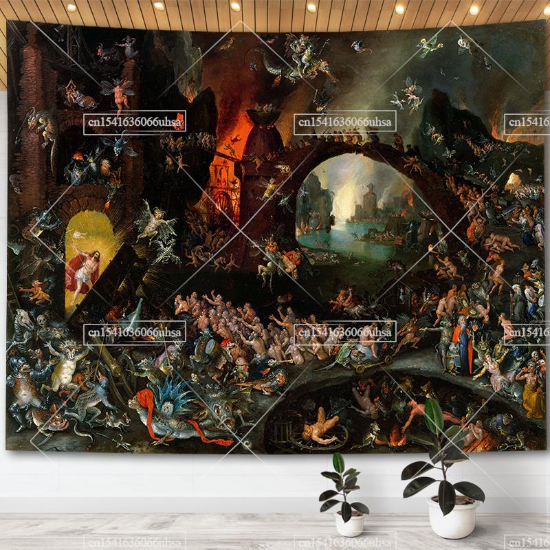 Hieronymus Bosch Garden Of Earthly Delights Tapestry Wall Art Decor Paintings Retro Tapestries Aesthetic Room Decoration Posters