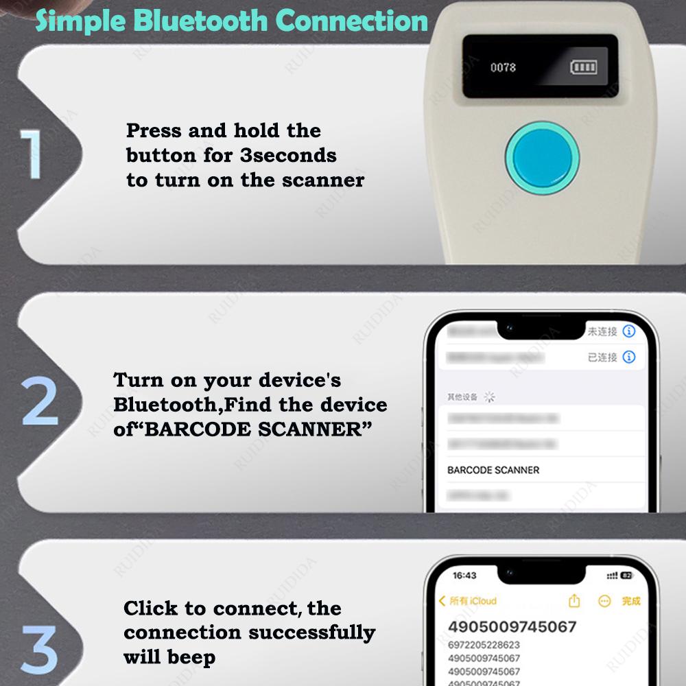 Мини Bluetooth Сканер Штрихкода Packot Беспроводной Считыватель QR-кода Портативный 1D 2D Сканер Штрихкода Ручной для Курьерской Логистики Магазина
