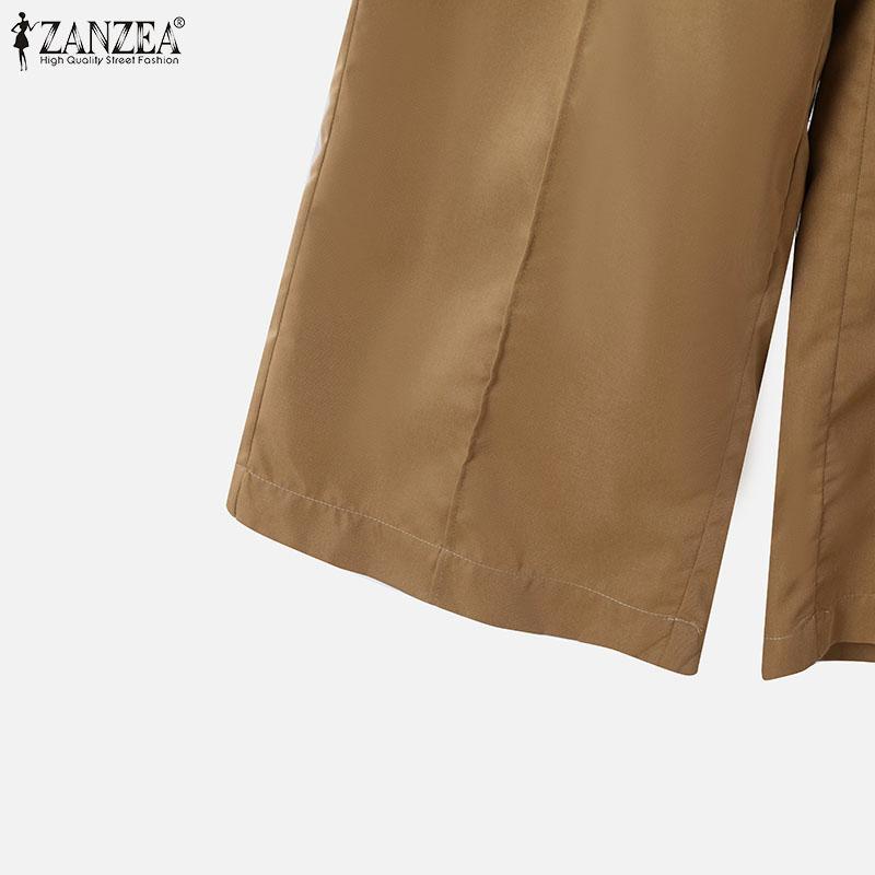 ZANZEA Женский повседневный костюм из двух частей с коротким рукавом и брюками