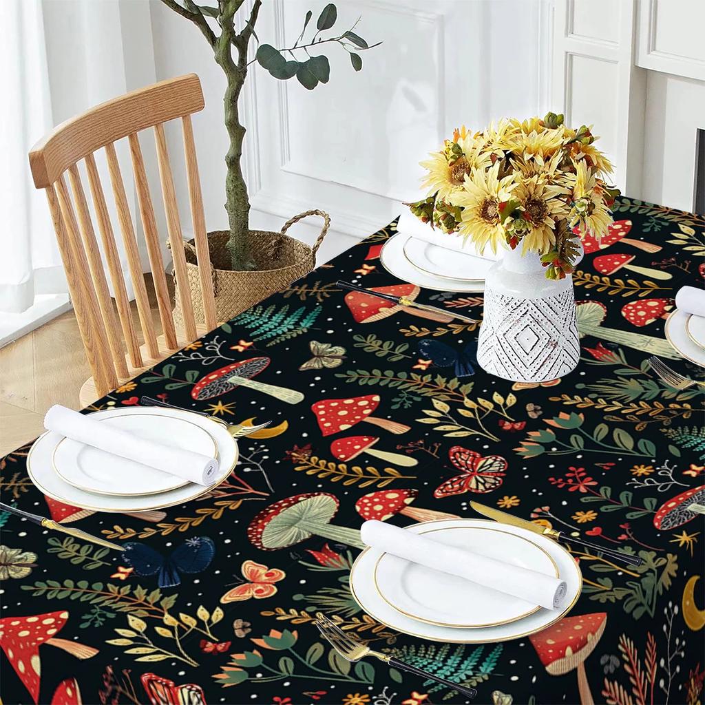Бабочка Цветок Гриб Луна Акварель Водонепроницаемые Полиэстеровые Скатерти для Стола Стол Вечеринка Украшение Обеденные Скатерти Мантелес