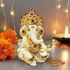 Ganesh Idol Murti Statue for Car Dashboard Gift Ceramic Terracotta Gold Plated Ganesha Ganpati Idols Showpiece Figurine