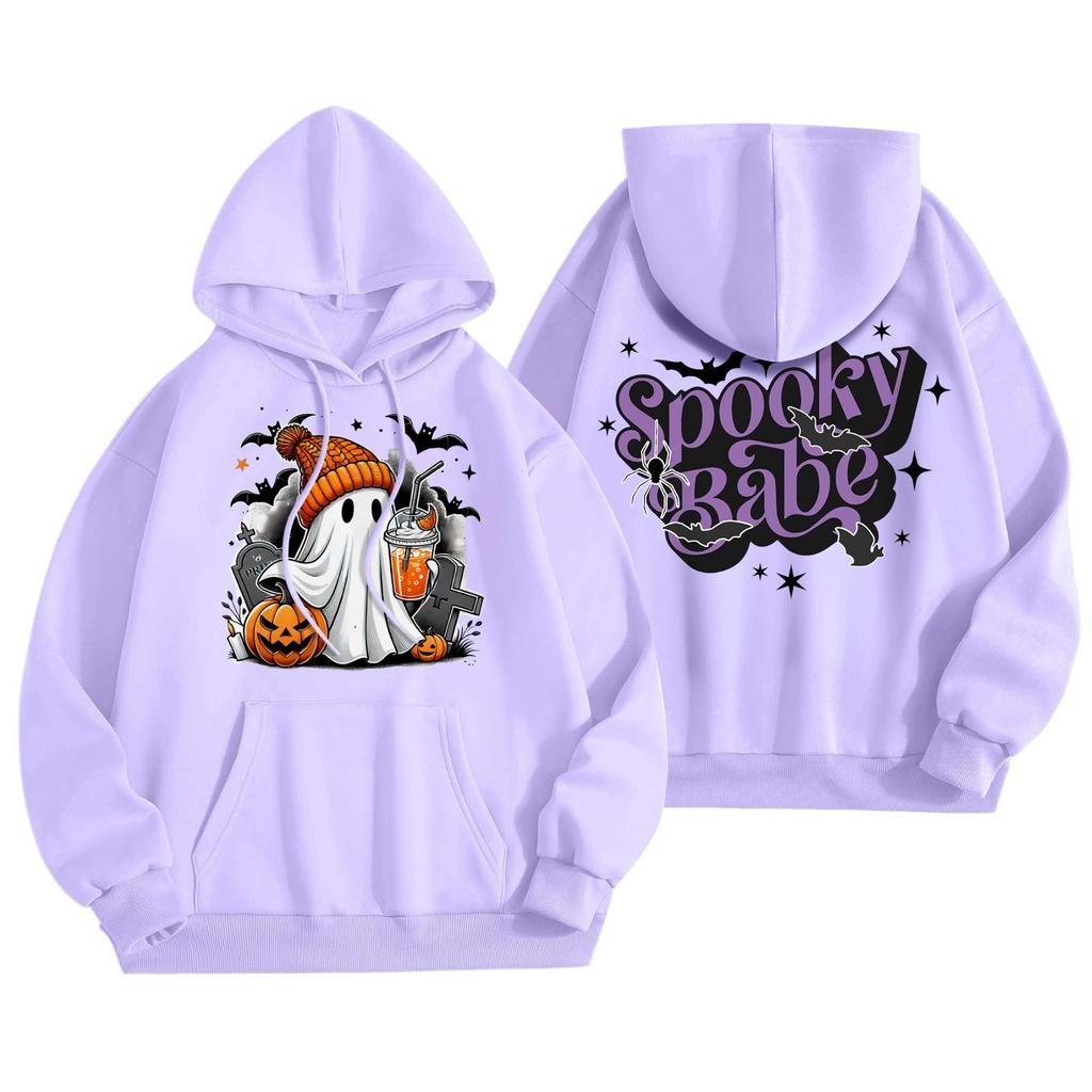 Женская мода, легкий женский свитер с длинными рукавами и карманами, толстовка с капюшоном на Хэллоуин