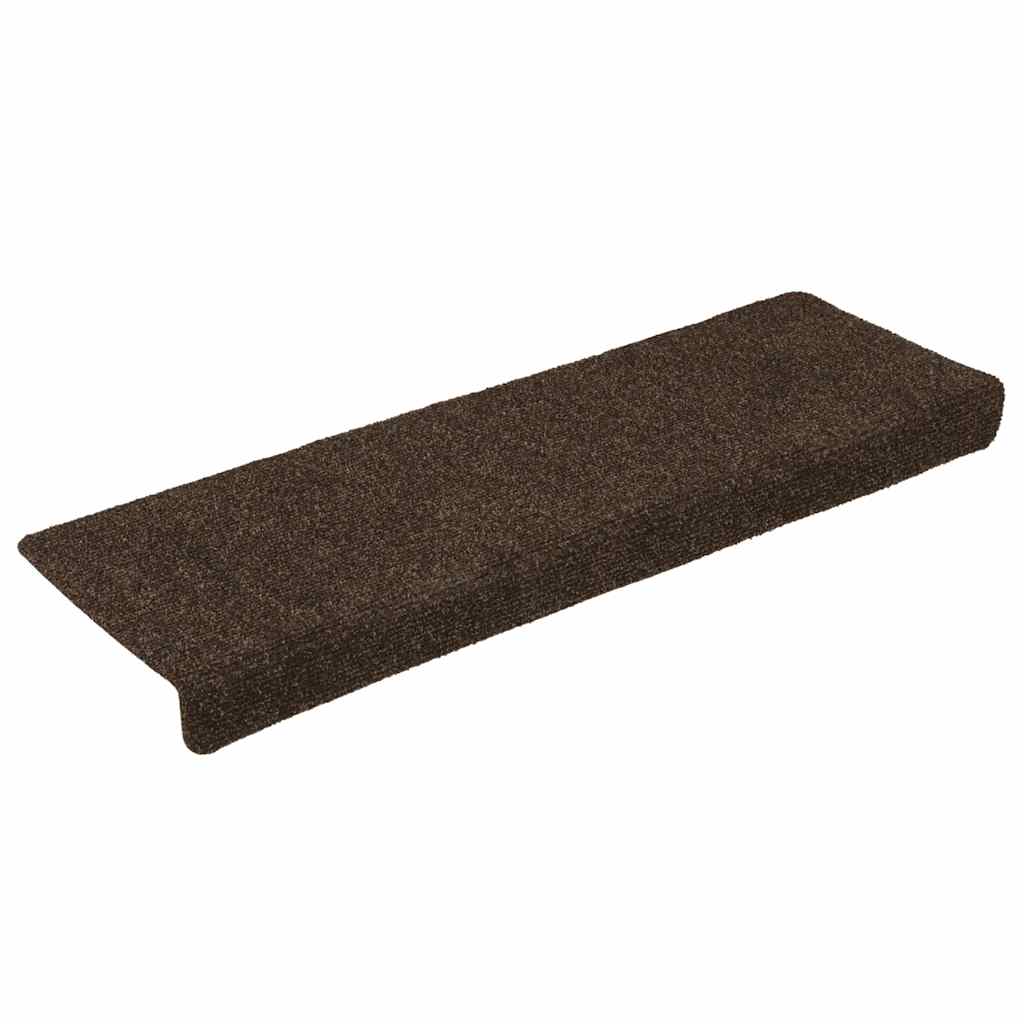Self Adhesive Stair Treads 15 pcs 65 x 21 x 4 cm Brown Rectangular Edge