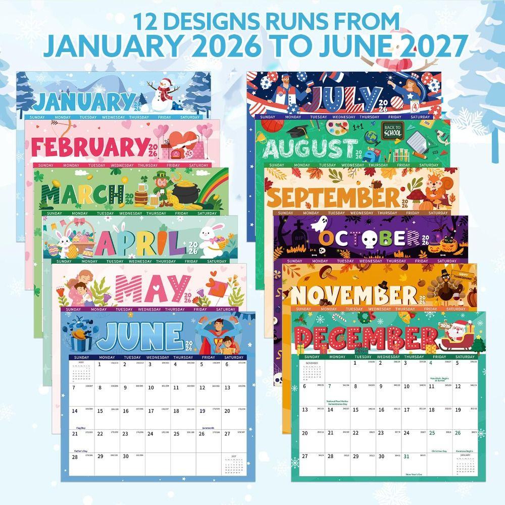 Jan.2026-Jun.2027 2026 Calendar Magnetic Refrigerator Calendars for Personal Planning Organizing