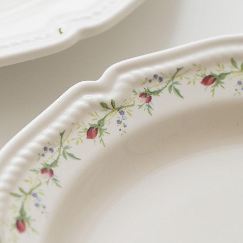 Тарелка с французским тиснением и цветком ротанга, керамическая тарелка с фруктами, тарелка в стиле ретро, посуда