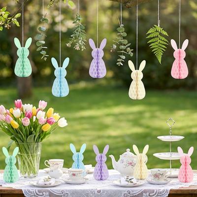 Yousheng 5 шт. Easter Bunny Сотовый centerpiece 3D Бумажный кролик Украшение Весенняя Пасхальная вечеринка Декор стола для дома Офиса Кухни