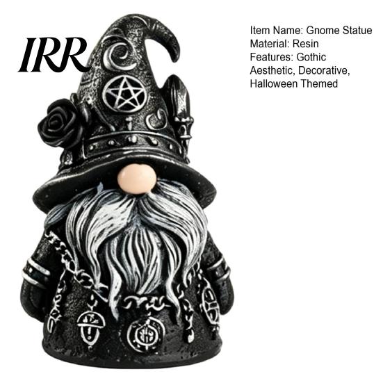 Unique Outdoor Witchy Gnome Halloween Gothic Resin Figurine, Dark Faceless Wizard Doll for Durable Lawn Figurine Desk Shelf, Spooky Home Decor
