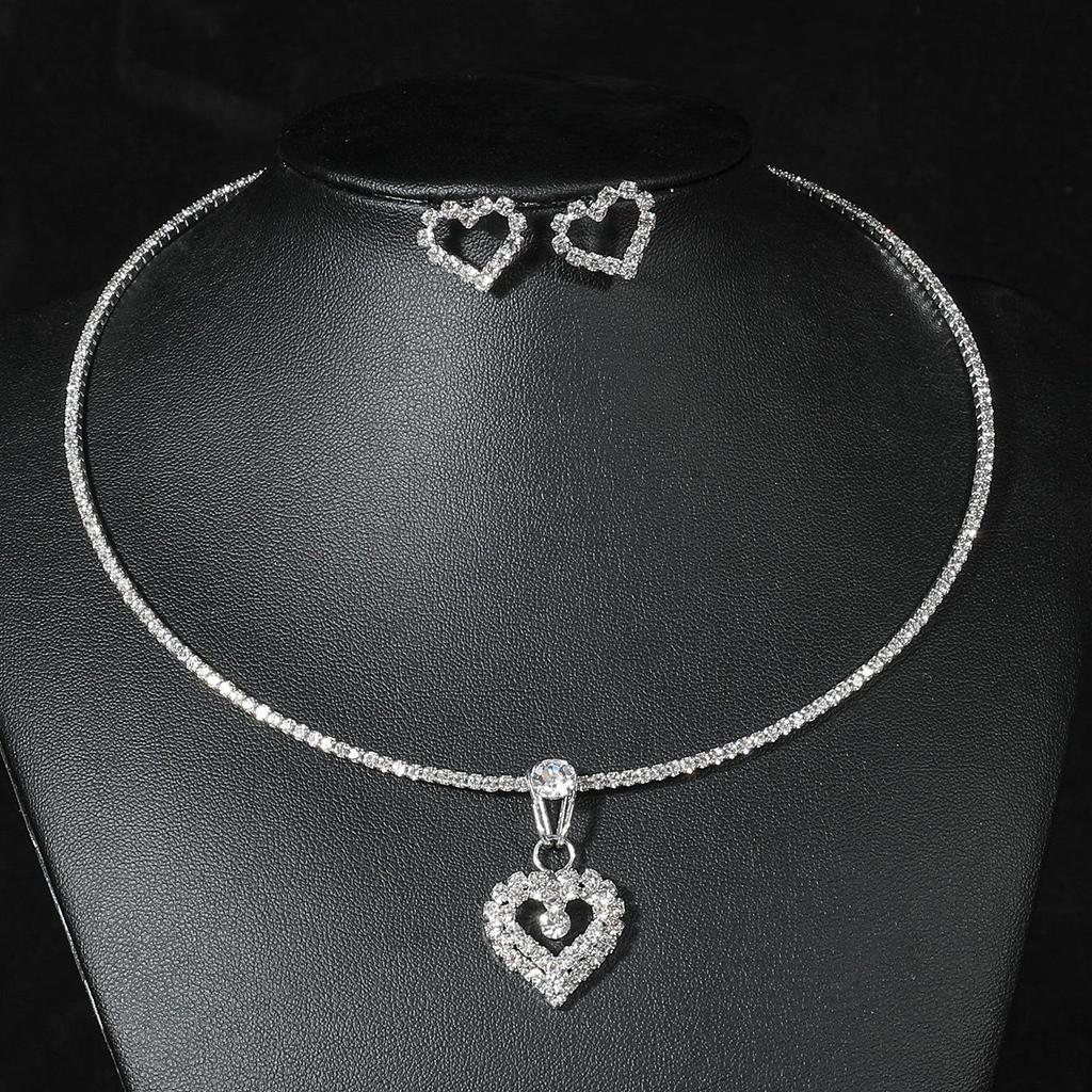 Luxury Bridal Zircon Flower Necklace & Earrings Set - Elegant Wedding Jewelry Accessories