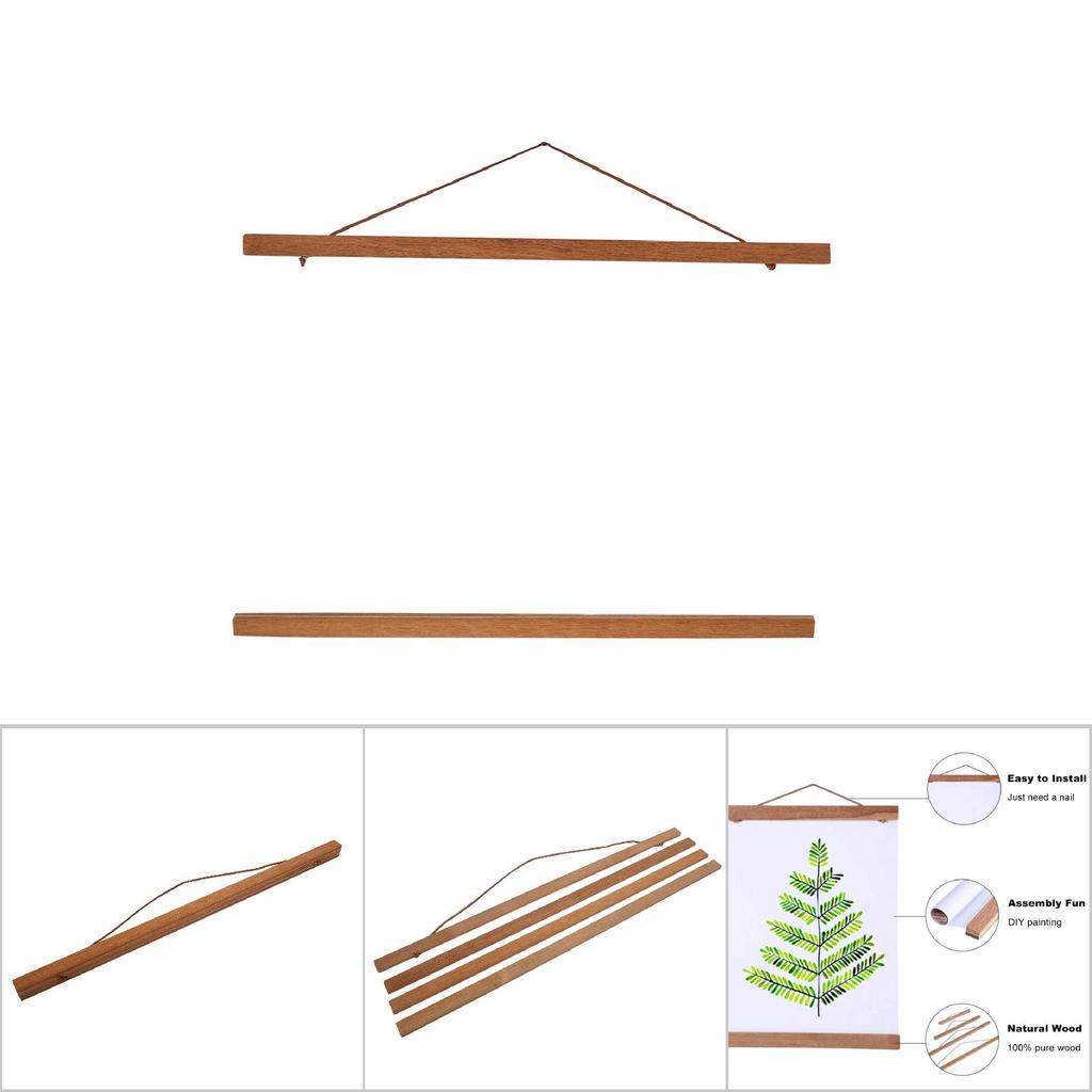 Современная магнитная деревянная фоторамка DIY постер свиток принты вешалка для произведений искусства тик 50см
