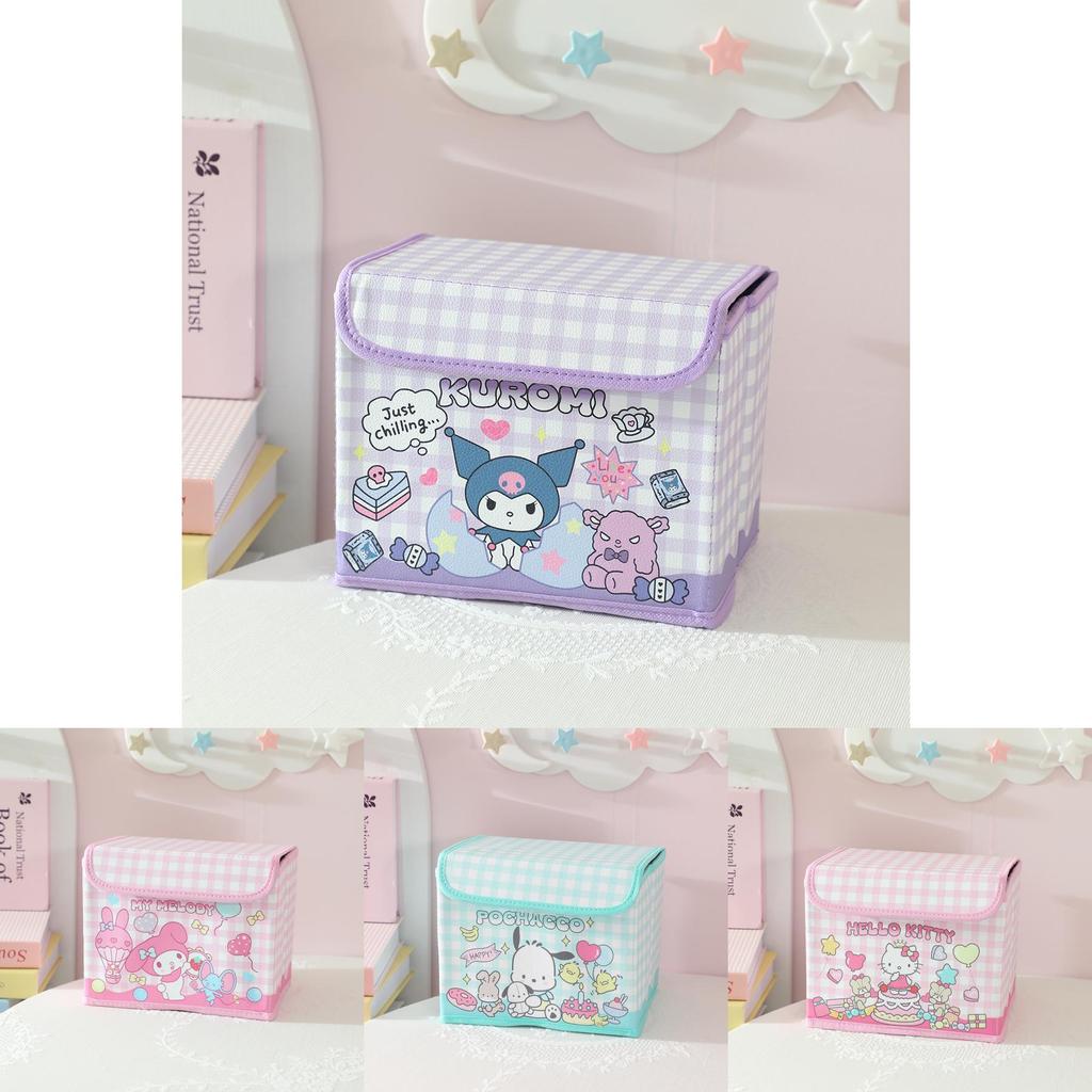 Hello Kitty Kuromi Cinnamoroll Melody Party Theme Foldable Flip Storage Box For Dorm Room And Desk Storage