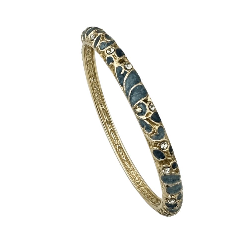 Classic Flower Crystal Bangle Enamel Women's Hand Bracelet Bohemian Vintage Cloisonne Bangle Women