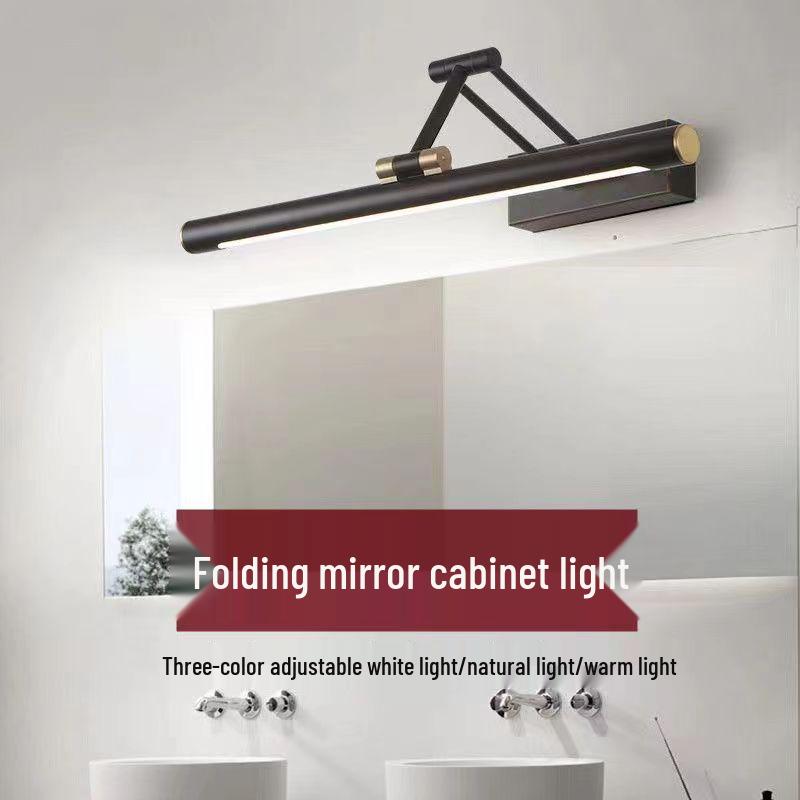 LED Foldable Vanity Light: Minimalist, Punch-Free, Waterproof, Fog-Proof Chinese Mirror Cabinet Wall Light for Bathroom Makeup.