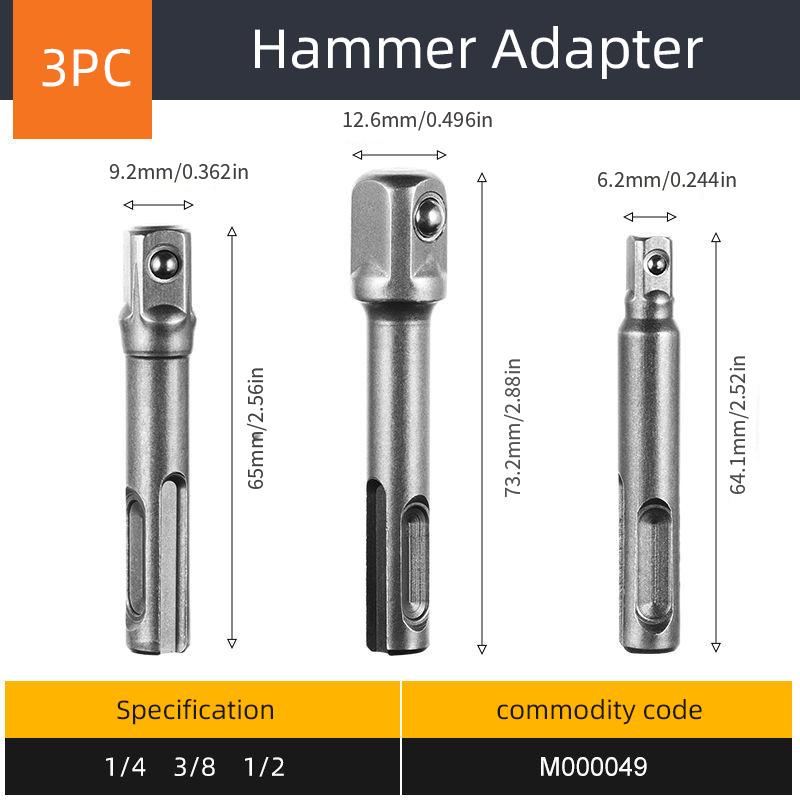 3PC Электрический винт отвертка адаптер адаптер стержень отвертка квадратная головка шестигранный гнездо удлинитель стержень пневматический инструмент набор