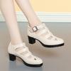 Женские дышащие туфли на платформе с закрытым носком из мягкой кожи, летние сандалии-гладиаторы на среднем каблуке для офиса и мамы