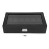Watch Organizer 12 Slots Black Carbon Fiber Texture Thickened Acrylic Cover Watch Display Case