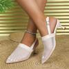 2024 Mid Heels Women Sandals Pointed Toe Mesh Sexy Shoes 2024 Party Dress Slippers Pumps Elegant Summer New Slides Trend Female Shoes