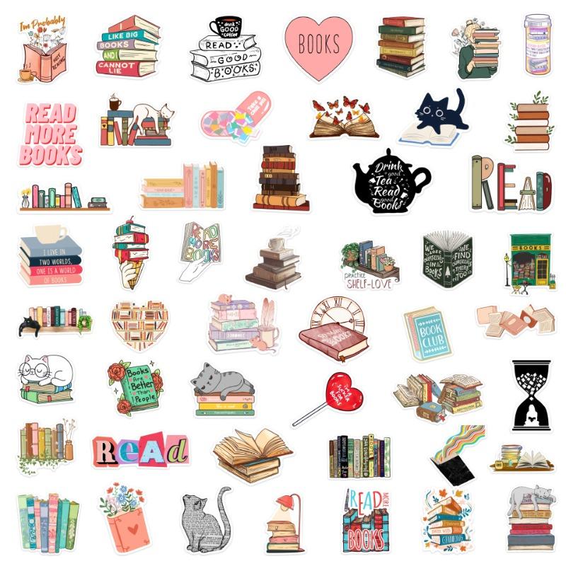 50 шт. Наклейки «Книги для чтения» для DIY: Чемодан, Бутылка для воды, Телефон, Гитара, Ноутбук, Автомобиль, Скрапбукинг, Скейтборд