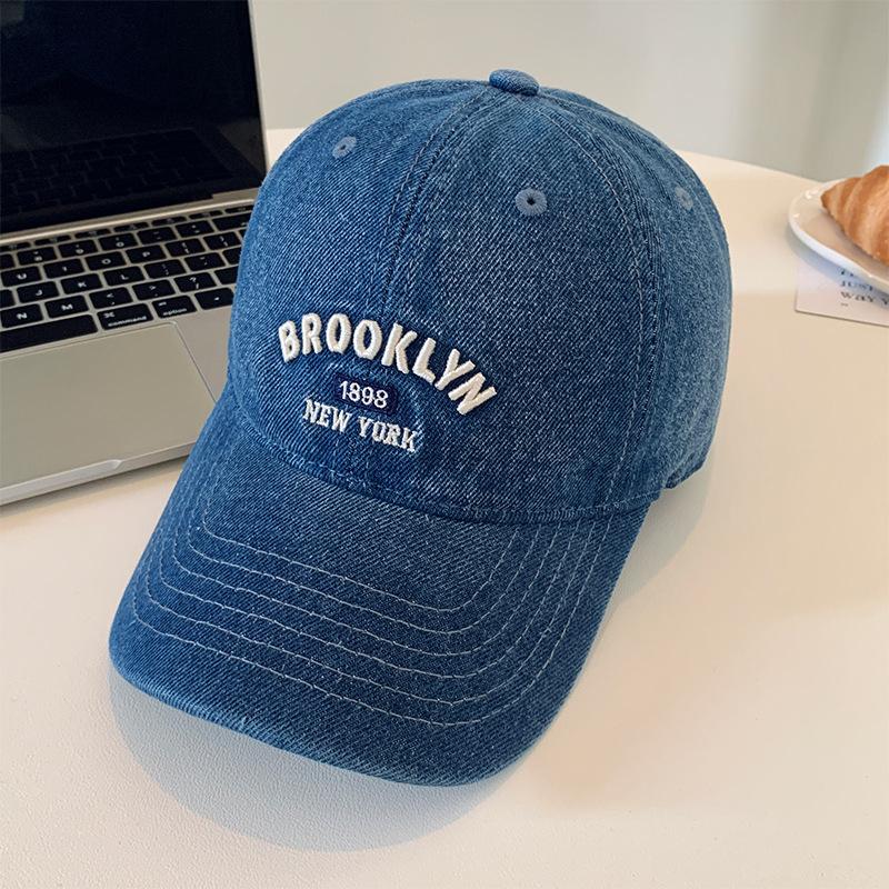 Бейсболка из стираного денима, женская, с широкими полями, большой окружностью головы, с надписью «буква», показывающей маленькое лицо, синяя шляпа, новинка 2024 года
