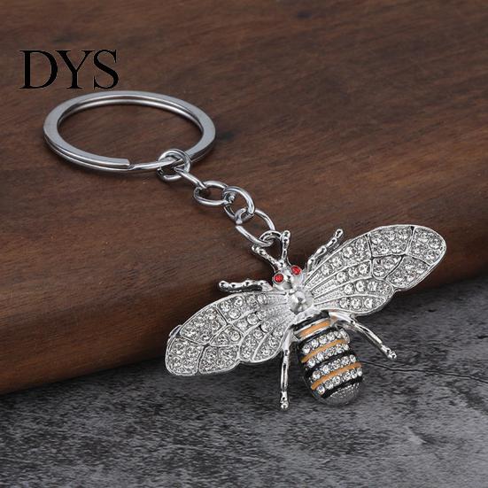 Fashion Purse Decoration Rhinestone Bee Keychain for Women, Bing Alloy Car Decorative Backpack Accessory Key Ring, Accessories Handbags Backpacks