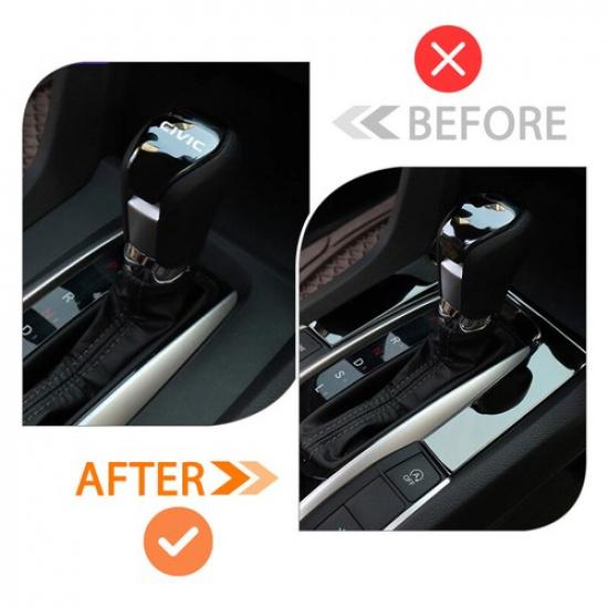 For Honda Civic 10Th 2016- Piano Black Shift Interior Gear Cover Panel Trim