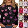 Women's Casual Fashion Sexy Comfortable Valentine's Day Printed Round Neck Long Sleeve Top