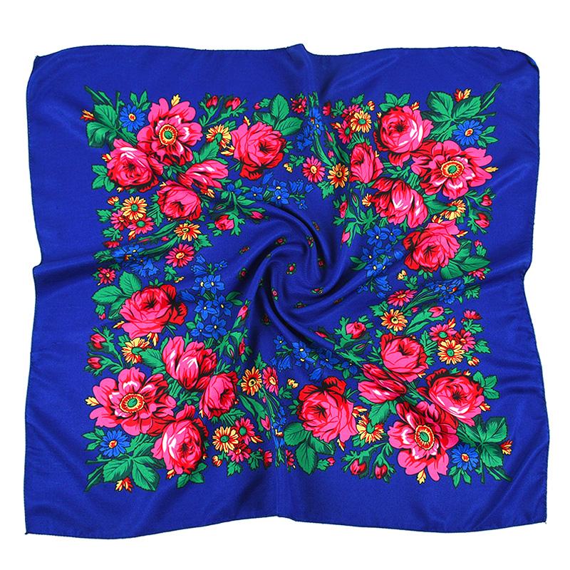 Женская головная повязка Хиджаб Платки на голову Цветочный принт Платок Шаль Квадратный шарф Ретро Этнический