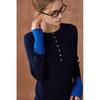 Women's French Style Cashmere Blend Colorblock Knit Sweater