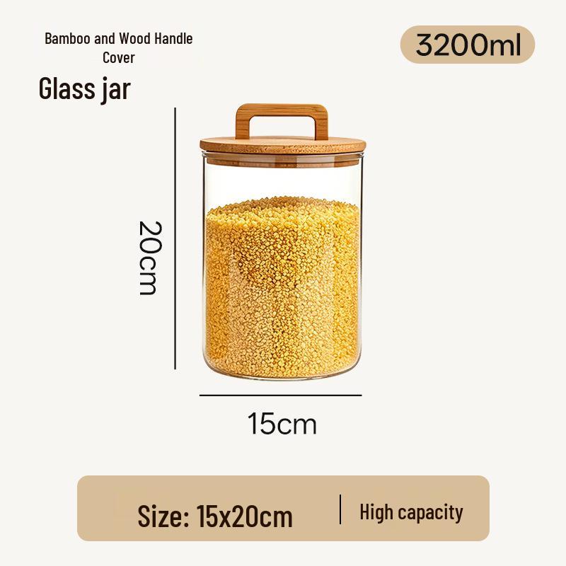 Large High Borosilicate Glass Storage Jar with Sealed Handle Lid