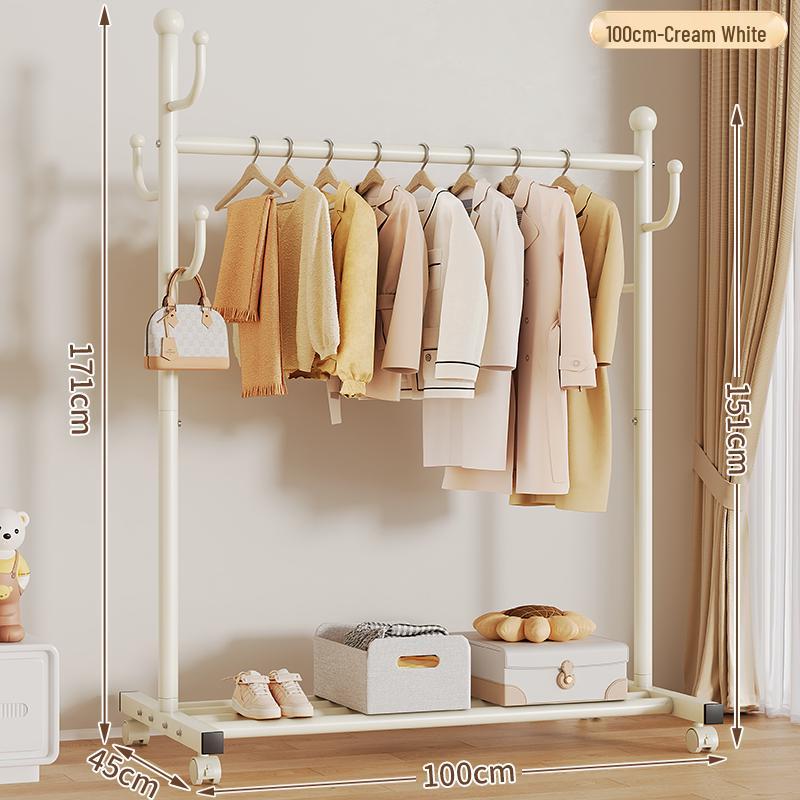 Mobile Floor-Standing Clothes Rack for Bedroom, Balcony, and Dorm – Indoor Hanging and Drying Solution.