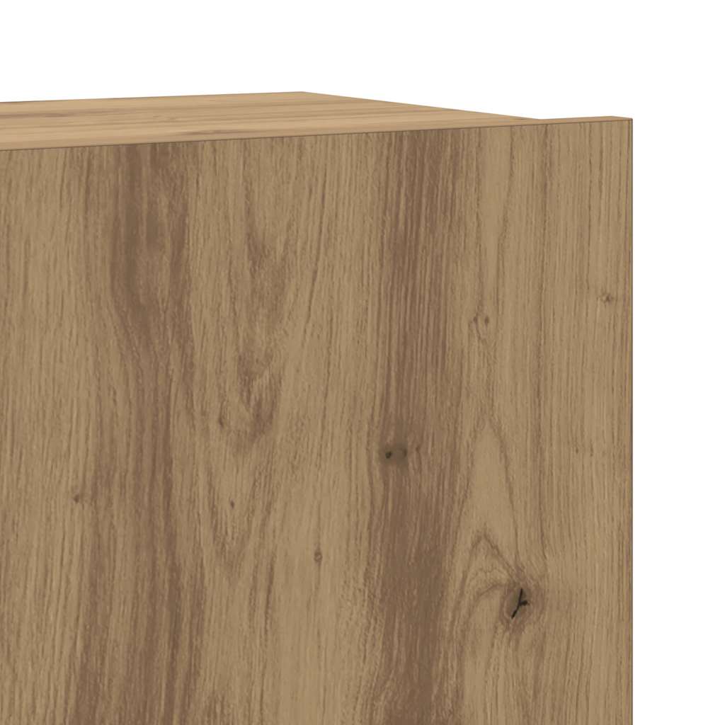 7 piece wall mounted TV cabinet set Artisan Oak finish particleboard