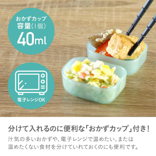 Foodman Slim Bento Box, Antibacterial 600ml, with Side Dish Cup, Gray, Leak-Resistant Double Sealing, Secure with 4-Point Lock, CB Japan DSK
