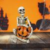 Halloween Skull Ornament with Light Pumpkin Bauble Spooky Resin Skeleton LED Ornament for Home