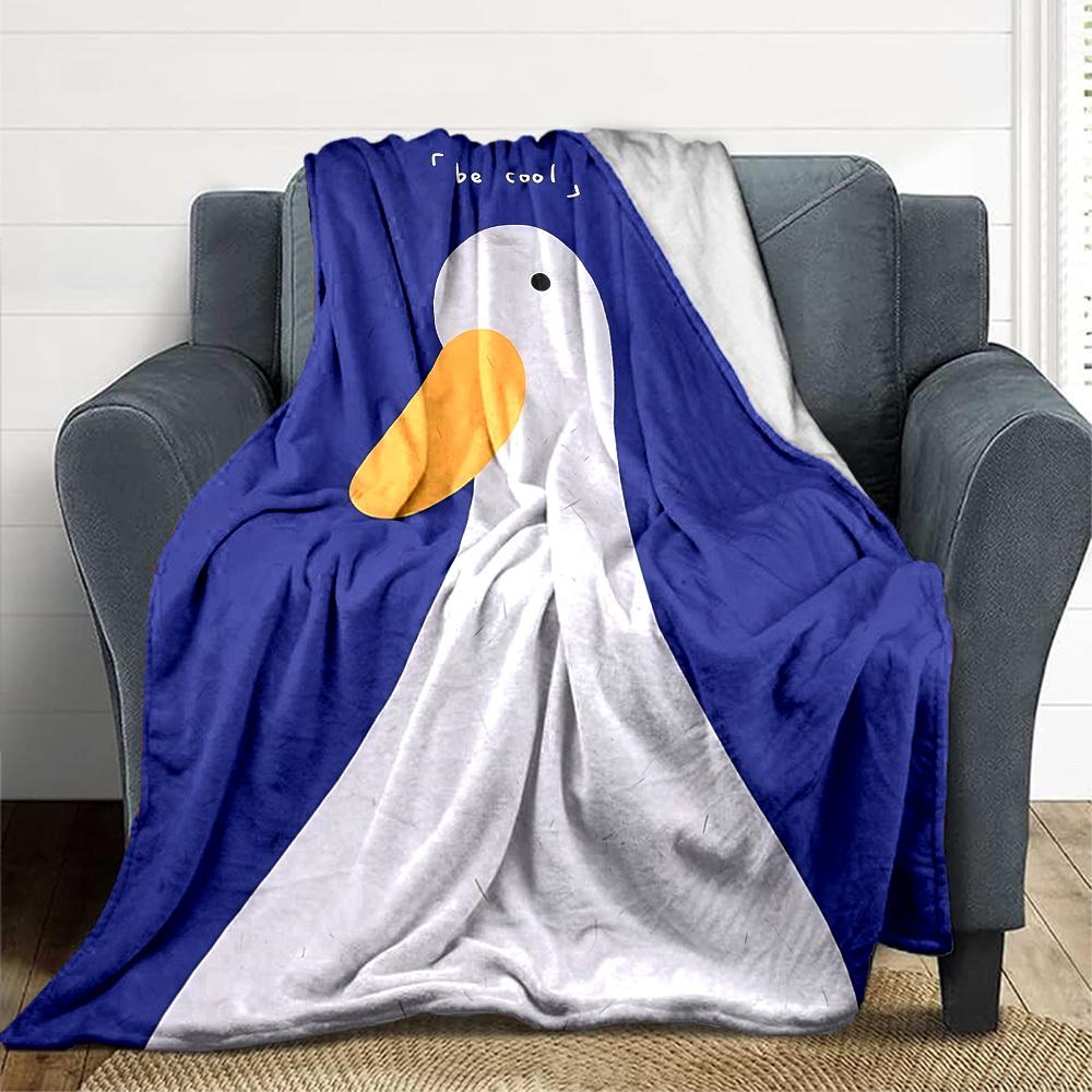 1pc Duck BeCool Lightweight Flannel Blanket, Comfortable and Warm Blanket, for Office and Camping Sofa Bed, Livingroom007