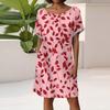 Women's Fashion Short Sleeve Dress With Pockets Floral Print Casual Beach Dress