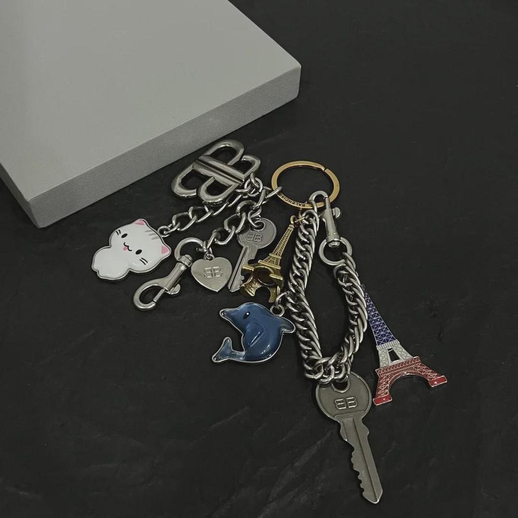 Paris Retro Chain Rodeo Motorcycle Bag Key Ring Pendant - High Quality
