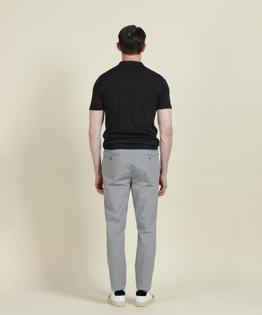 PANICALE Grey Poplin Elastic Waist Slim Fit Chino Pants