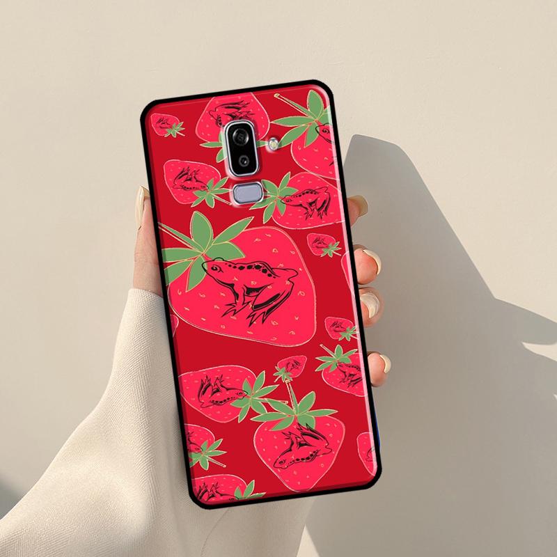 Cottagecore Fruit Strawberry Frog Case For Samsung Galaxy J3 J5 J7 2017 A3 A5 J1 2016 J4 J6 Plus A6 A7 A8 A9 J8 2018 Coque