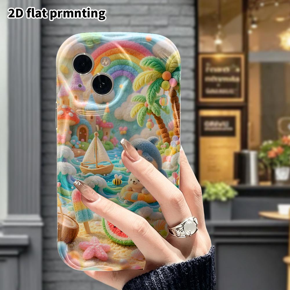 Phone Case: 2D flat, suitable for iPhone 18, 17, 16, 15, 14, 13, 12 Pro protective cases, Island Dolphin Park, perfect Christmas and Halloween holiday